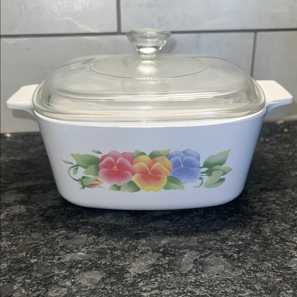 7x7x3 1.5 ltr Summer Blush Corningware Patterned Glass Lid Casserole Dish